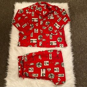 Intimate Essential Pajamas Set Womens Size 2X Red Fishing‎ Cozy Comfort Animal